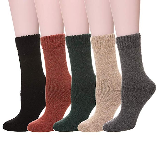 Velice Women's Merino Wool Crew Socks (5-Pack)