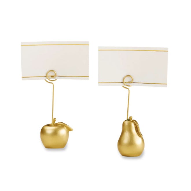 Kate Aspen Set Of 6 Apple and Pear Place Card Holder Gold
