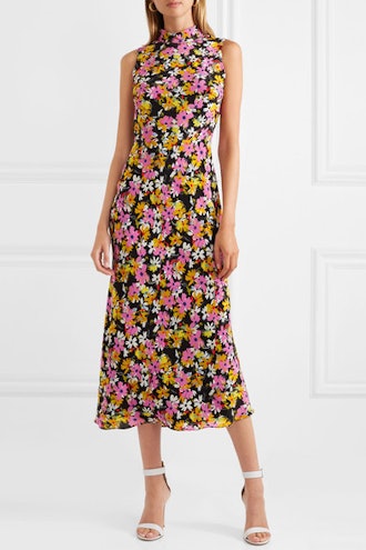 Gemma Open-Back Floral-Print Silk Crepe de Chine Midi Dress