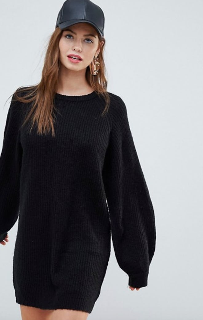 Brave Soul Lulu Sweater Dress With Balloon Sleeves
