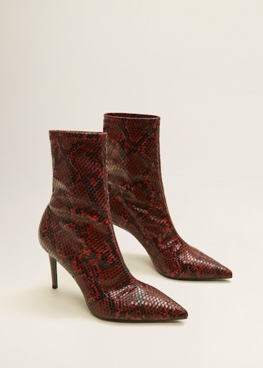 Snake-effect ankle boots