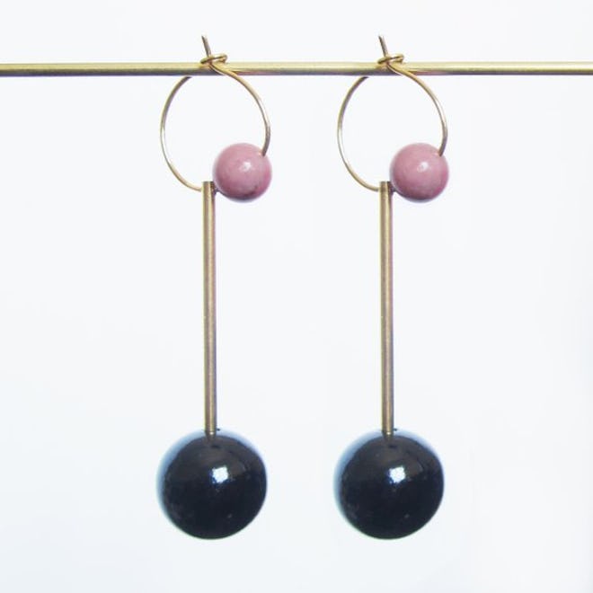 Sew A Song - Oskar Earrings Pink Ball, Long Earrings