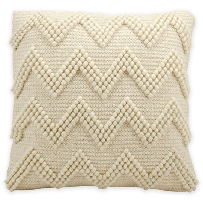 Mina Victory Lifestyles Large Chevron Square Throw Pillow in Ivory