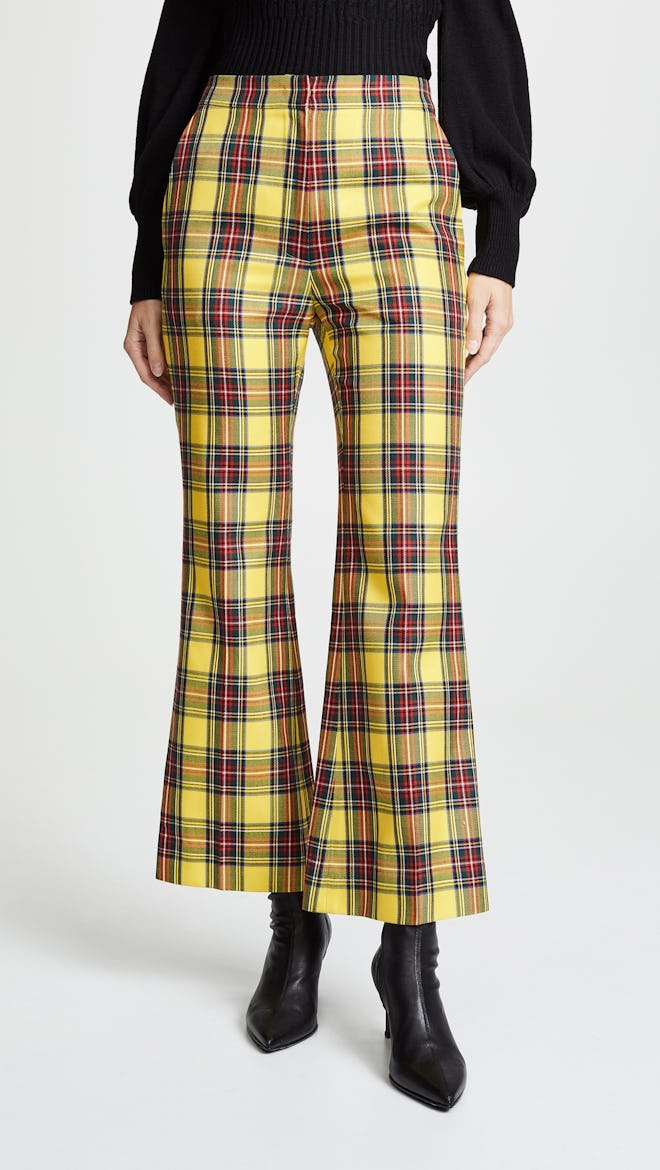 Plaid Crop Flare Pants