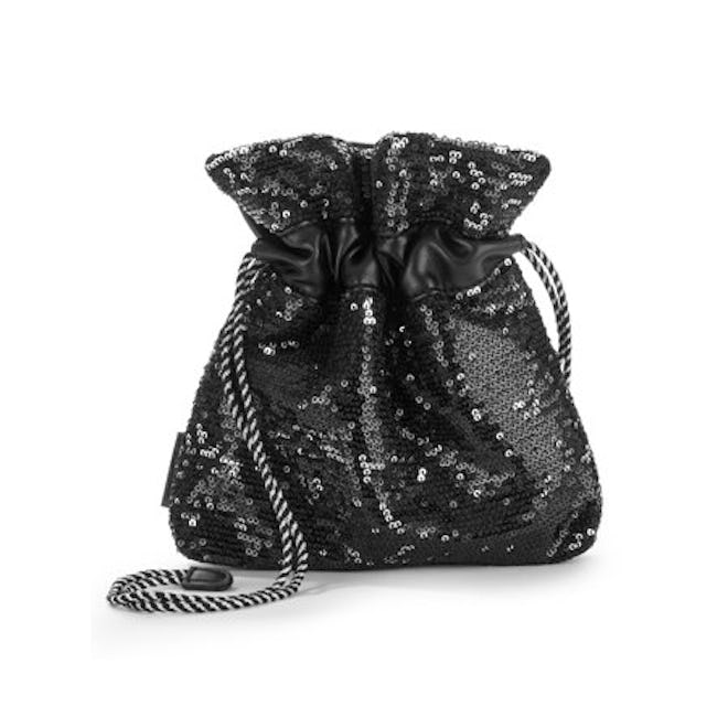 Kendall + Kylie Small Pouch Crossbody With Black + Silver Sequins