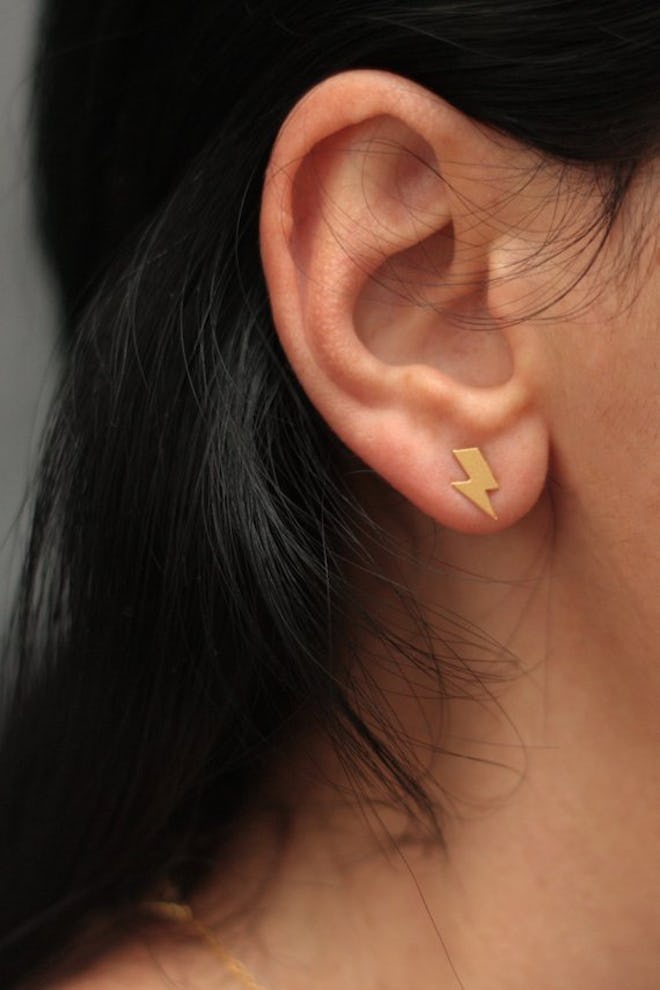 Tiny Lightning Bolt Stud Earrings