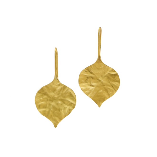 22kt Gold Peepal Leaf Earrings