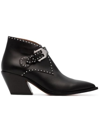 Black Elegant 60 Studded Leather Ankle Boots