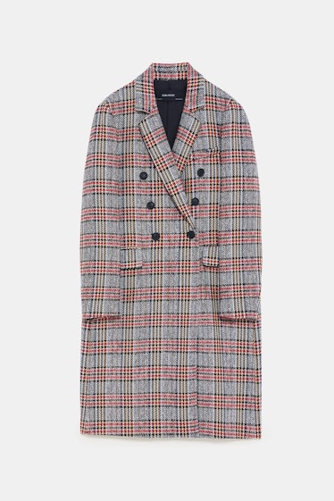 DOUBLE-BREASTED PLAID COAT