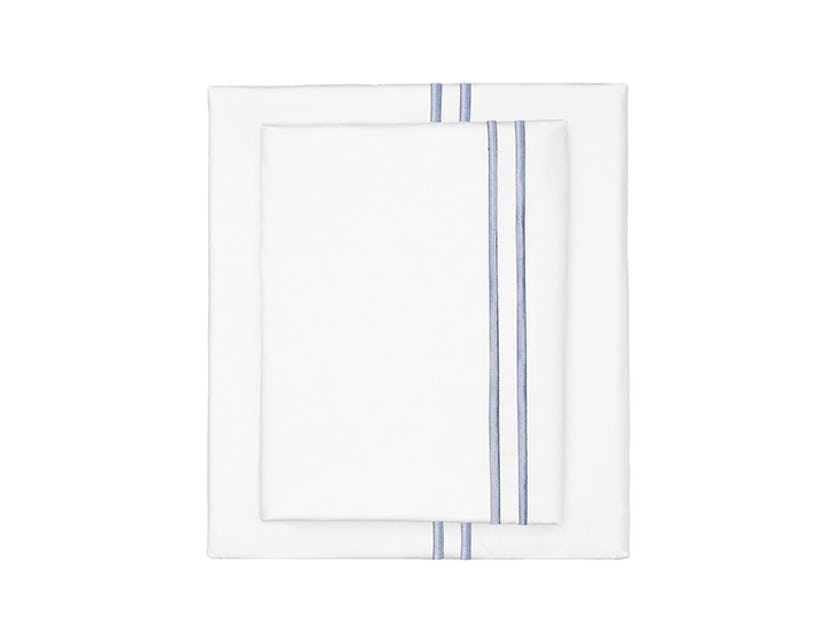 French Blue Lines Embroidered Sheet Set (Twin)