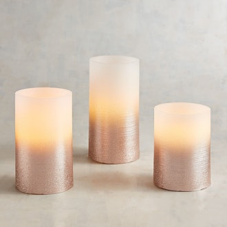 Glittered Ombre LED Pillar Candle Set