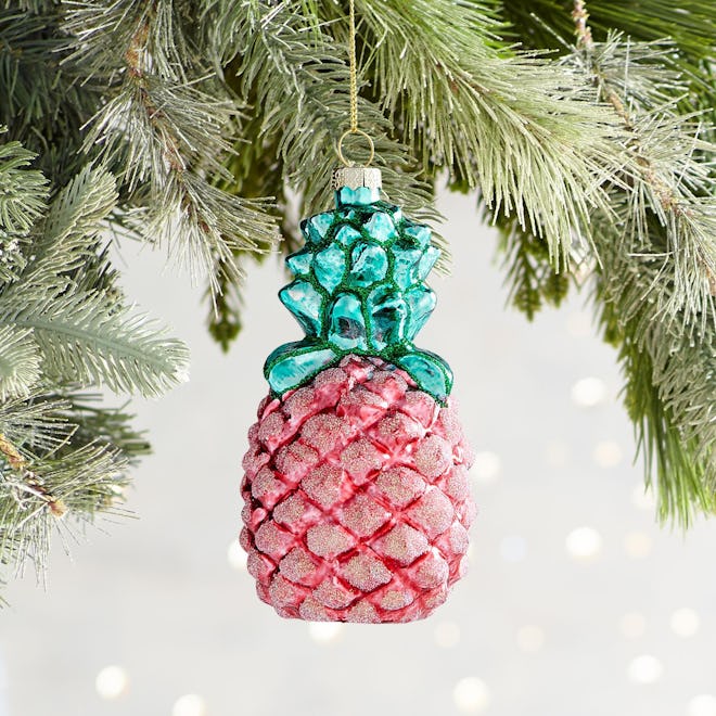 Pink Pineapple Glass Ornament