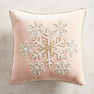 Beaded Blush Snowflake Pillow
