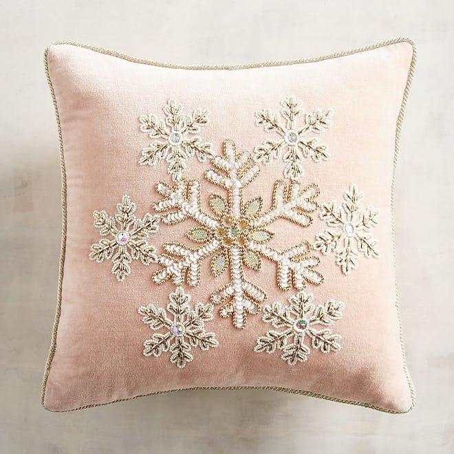 Beaded Blush Snowflake Pillow