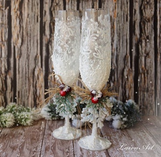 Rustic Wedding Champagne Glasses