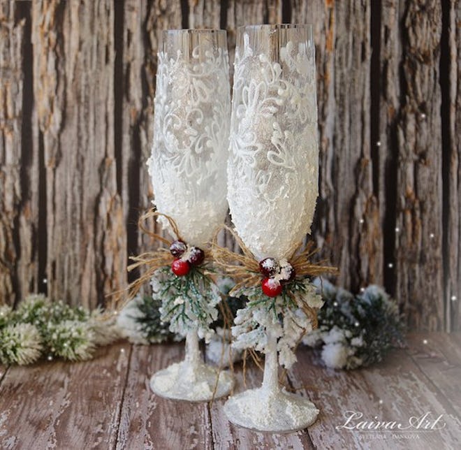 Rustic Wedding Champagne Glasses