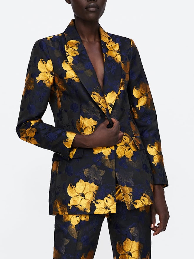 Floral Jacquard Blazer 