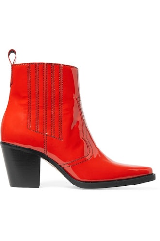GANNI Patent-Leather Ankle Boots 
