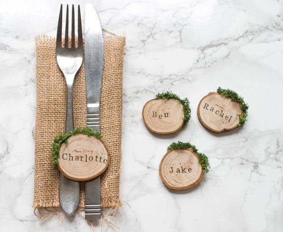 winter wedding name cards