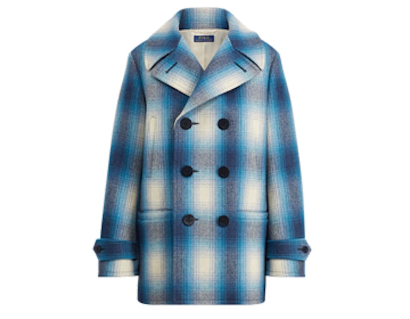 Plaid Wool-Blend Trench Coat