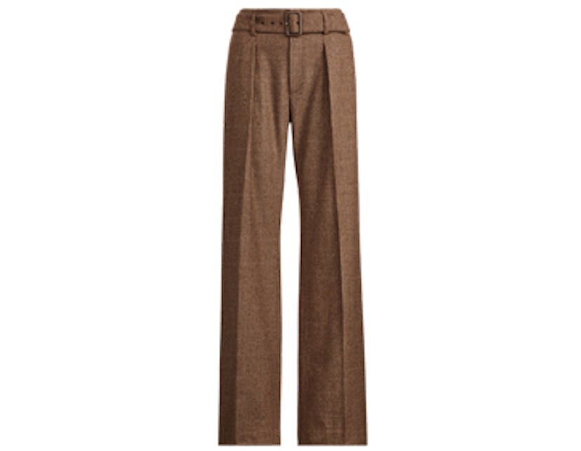 Buckled Tweed Wide-Leg Pant