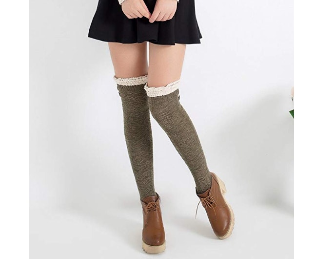 knee high socks and ankle boots