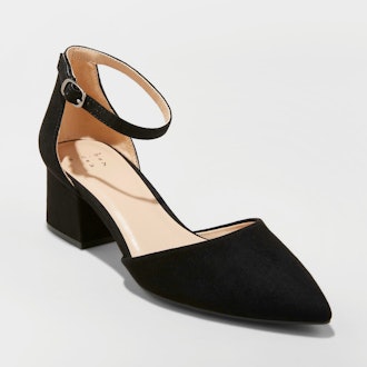 Women's Natalia Microsuede Pointed Toe Block Heeled Pumps - A New Day™