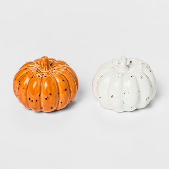 2pk Stoneware Pumpkin Salt And Pepper Set Orange/White - Threshold™