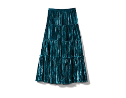 Tiered Velvet Skirt