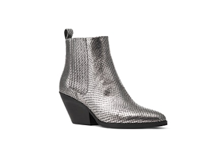 Sinclair Metallic Embossed Leather Ankle Boot