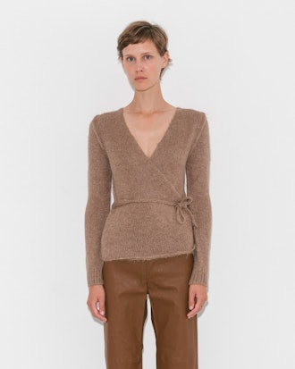 A Détacher Honey Tiara Wrap Sweater in Brown