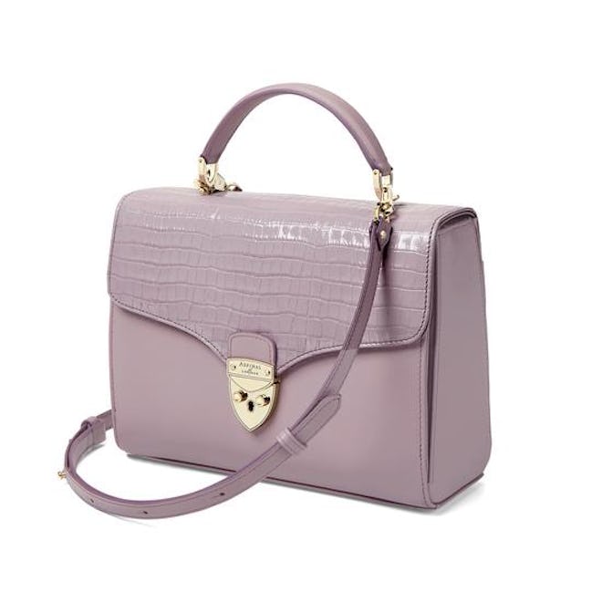 Mayfair Bag with Stripe Strap in Lilac Croc