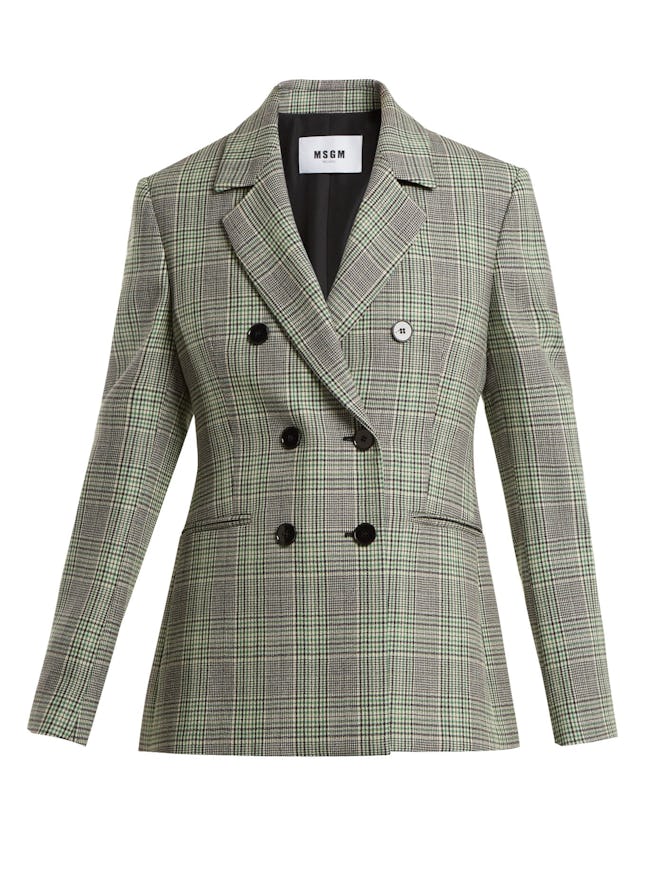 MSGM Checked Double-Breasted Wool Blazer