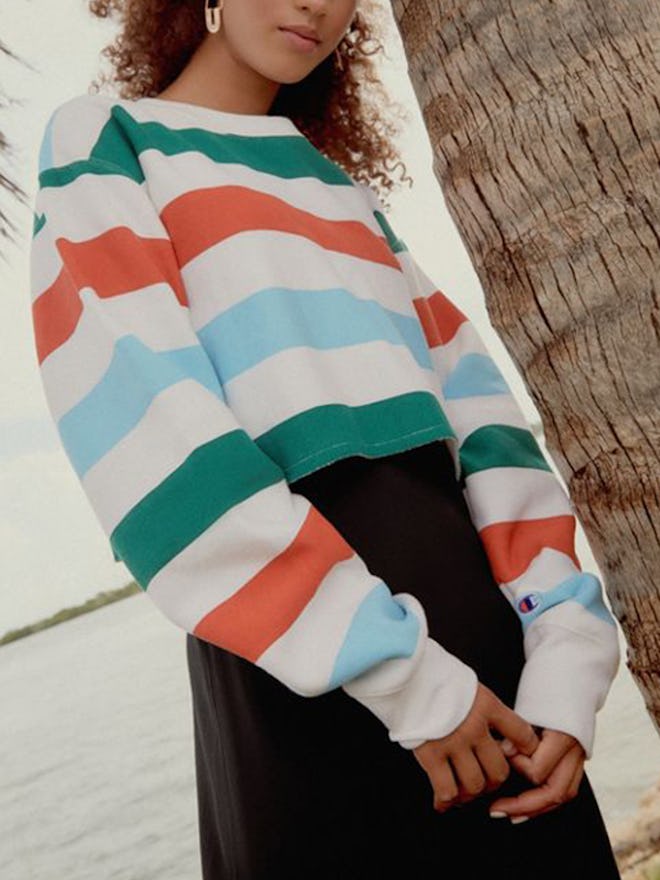Rainbow Stripe Cropped Sweatshirt