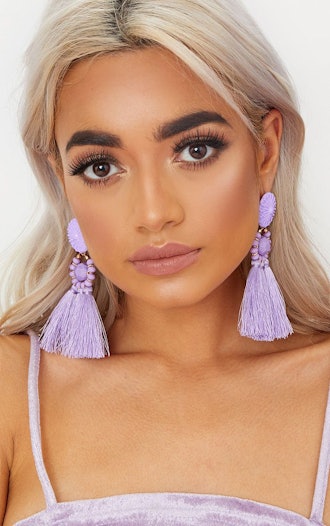 Lilac Acrylic Bead Tassel Earrings