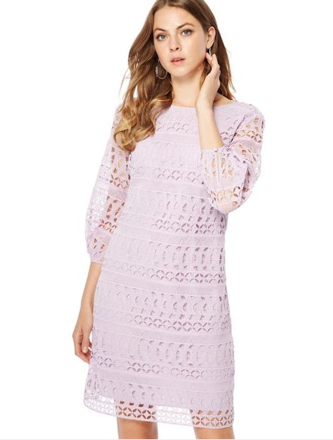 Principles - Lilac lace puff sleeve mini shift dress