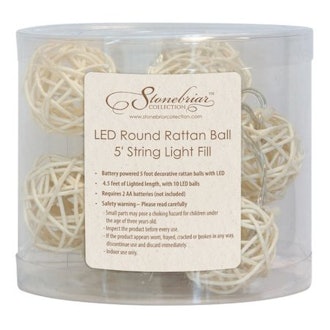 LED Round Rattan Ball 5' String Light Fill