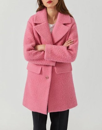 Single-Breasted Coat in Bouclé Fabric