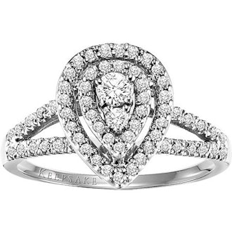 Keepsake Hibiscus 1/2 Carat T.W. Certified Diamond 10kt White Gold Engagement Ring