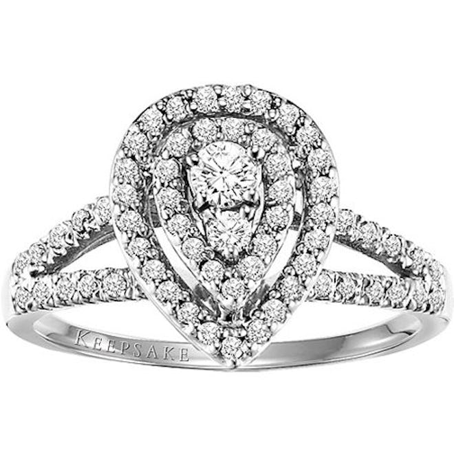 Keepsake Hibiscus 1/2 Carat T.W. Certified Diamond 10kt White Gold Engagement Ring
