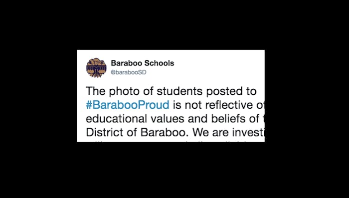 Tweet of Baraboo Schools about students holding up Nazi salutes photo being not reflective to educat...