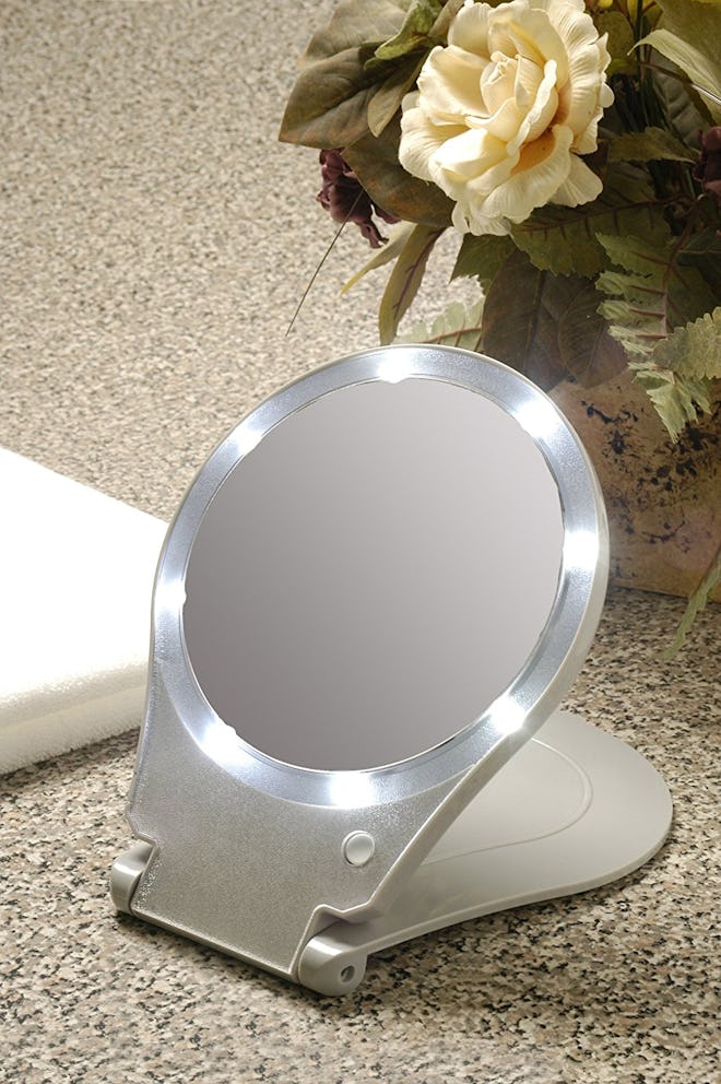 Floxite LED Lighted Travel and Home Magnifying Mirror