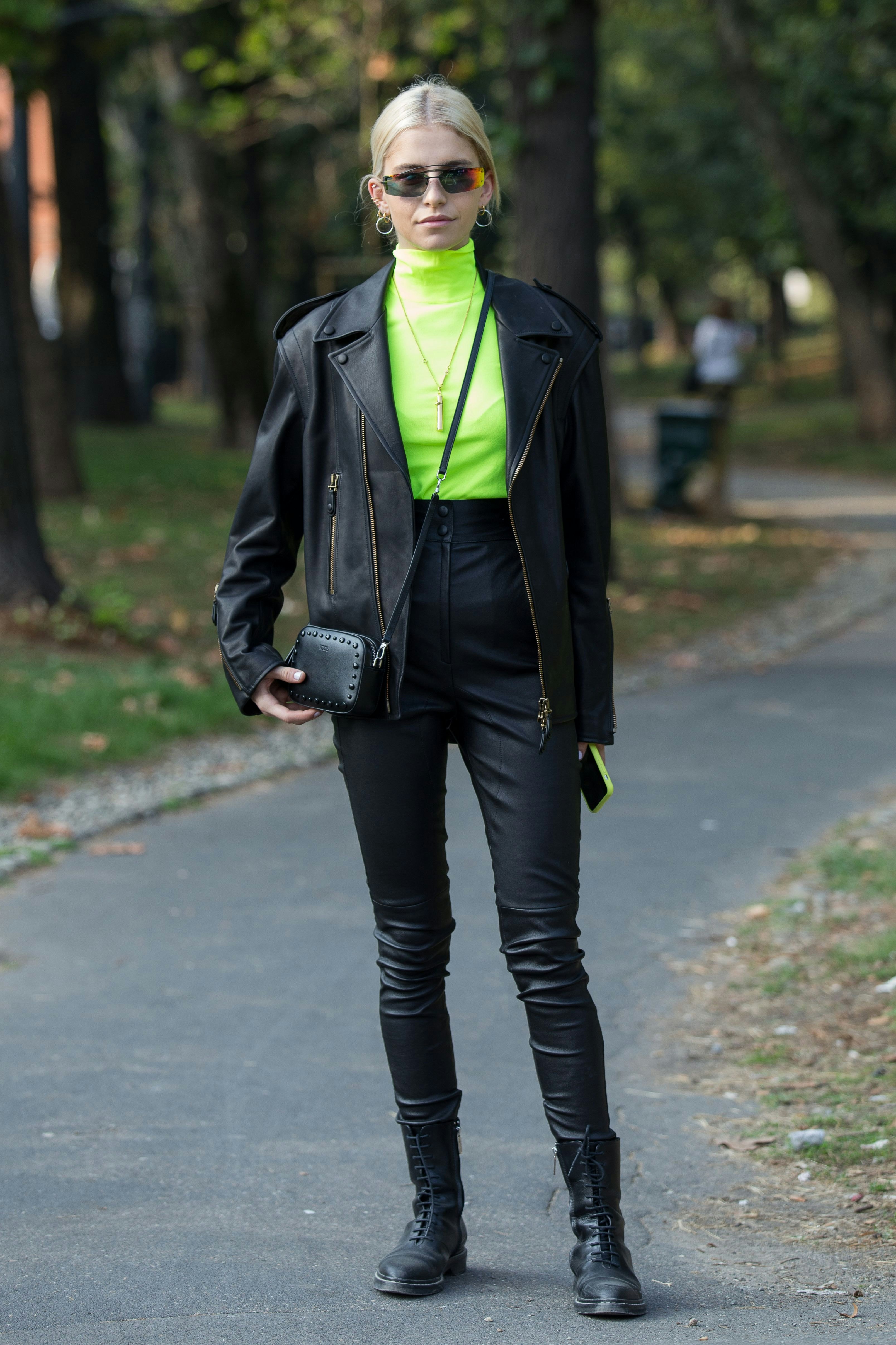 neon green shirt outfit