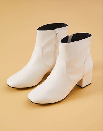White Faux Leather Ankle Boot