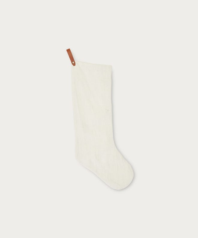 Linen Holiday Stocking in Ivory