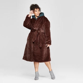 Women's Plus Size Faux Mink Robe Coat