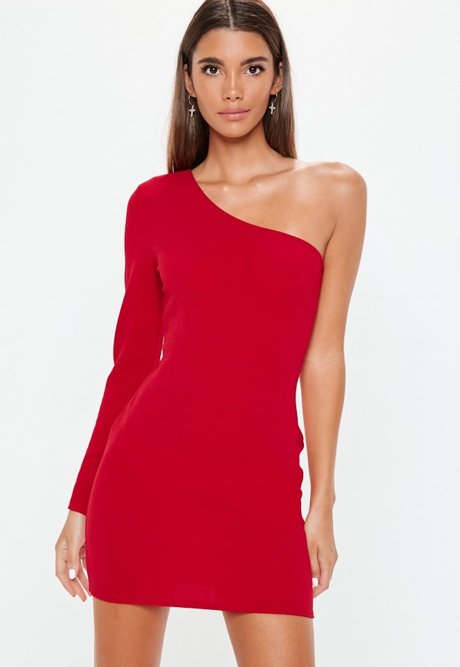 Red One Shoulder Bodycon Dress