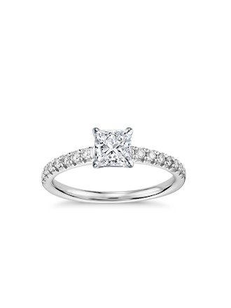 French Pavé Diamond Engagement Ring