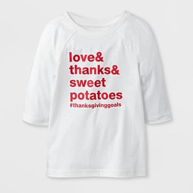 Toddler 3/4 Sleeve "Love & Thanks & Sweet Potatoes" Raglan T-Shirt - Cat & Jack™ Almond Cream