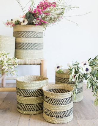 Natural Iringa Basket - Black Stripe 